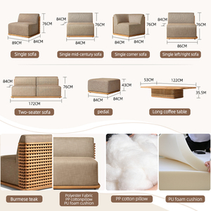 Meubles d'extérieur <span class=keywords><strong>de</strong></span> conception européenne, ensemble <span class=keywords><strong>de</strong></span> canapés en teck <span class=keywords><strong>de</strong></span> luxe, résistant à l'eau, aux UV et écologique, pour <span class=keywords><strong>jardin</strong></span> et cour. - Product Image 2