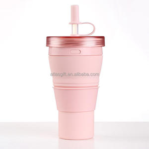 Tasses à café en silicone personnalisables, mignonnes et créatives, en caoutchouc souple, bouteille d'eau pliable pour le sport, isotherme grande capacité pour boissons chaudes/froides - Product Image 5