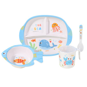 Wuhe Ocean World Kids Melamine Tableware Set Cartoon Design Bpa Free Food Grade Dishware For Children - Product Image 2