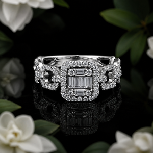 <span class=keywords><strong>Bague</strong></span> en diamant de laboratoire écologique en <span class=keywords><strong>or</strong></span> <span class=keywords><strong>blanc</strong></span> 18 carats, <span class=keywords><strong>bague</strong></span> de <span class=keywords><strong>fiançailles</strong></span>, diamant de laboratoire taille princesse - Product Image 2