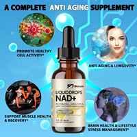 Gouttes liquides de 1200mg NAD + pour femmes et hommes avec resvératrol, extrait de poivre noir soutient la santé mitochondriale cérébrale et cellulaire