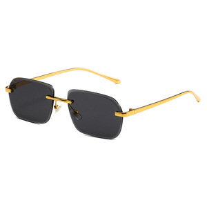 Gafas de Sol de Lujo para Hombre 2025, con Corte de Diamante, Lentes Degradadas Doradas con Protección UV400, Montura Metálica Cuadrada sin Marco, a la Moda - Product Image 5