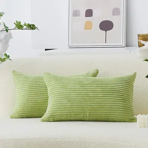 Оптовая продажа, мягкие полосатые наволочки для подушки, зеленая наволочка 45*45 для дивана, декоративные наволочки