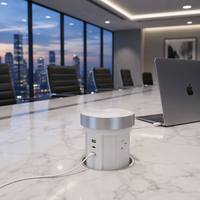 Enchufe de Escritorio Retráctil con Carga Rápida PD de 65W, 3 Tomas de Corriente AC, Puerto USB-C, Diseño de Mármol, para Cocina u Oficina