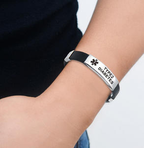 Gelang peringatan medis silikon Stainless Steel, hadiah perhiasan untuk alergi <span class=keywords><strong>Diabetes</strong></span>-pesona Fashion pria wanita - Product Image 3
