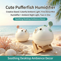 Humidificateur Pufferfish 260 ml, diffuseur d'huiles essentielles à brume fraîche ultrasonique, alimenté par USB, pour chambre à coucher, maison, bureau