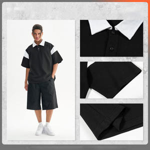 Camiseta Polo de Corte Cuadrado con Bloques de Color y Logotipo Personalizado para Hombre - Camiseta de Manga Corta con Cuello, Estilo Urbano, 100% Algodón Premium - Product Image 2