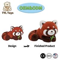 Peluche Mascotte Panda Rouge Personnalisée OEM ODM, en Coton Doux, avec Broderie de Logo, Cadeau d'Entreprise, Vente Directe Usine