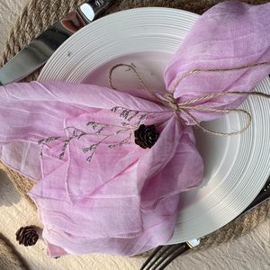 Serviette en lin 100% de qualité supérieure en coton brodé fait à la main jetable pour les fêtes de mariage ou les événements - Product Image 1