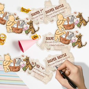Baby-Shower-Dekorationen <span class=keywords><strong>Windel</strong></span>-Gewinnspiel-Box 50 Eintrittskarten <span class=keywords><strong>Winnie</strong></span>-Party-Deko Kartenbox Gastgeschenke Zubehör - Product Image 5