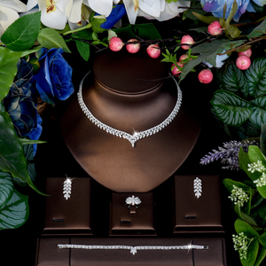 <span class=keywords><strong>Set</strong></span> di Gioielli da Sposa di Alta Qualità con Zirconia Cubica a Forma di Foglia, Collana alla Moda per Donna, <span class=keywords><strong>Set</strong></span> di 4 Pezzi con Ciondolo per Matrimonio e Feste S-606 - Product Image 2