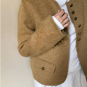 Custom 2025 Autumn Winter Women Tweed <strong>Jacket</strong> Cropped Wool Blend Coat Single Breasted Slim Fit Office Casual French Luxury Style - Product Image 3