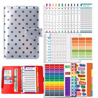 Carnet de budget élégant et portable à pois A6 en PU, avec anneaux, pour la planification quotidienne des finances domestiques et la gestion des dépenses.