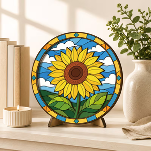 Set Artistico in Legno a Tre Strati Personalizzato OEM ODM, Kit di Pittura Girasole a Strati Tagliato al Laser, Set Decorativo da Parete all'Ingrosso - Product Image 6