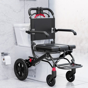 <span class=keywords><strong>Fauteuil</strong></span> <span class=keywords><strong>roulant</strong></span> portable <span class=keywords><strong>ultra</strong></span>-<span class=keywords><strong>léger</strong></span> pliable manuellement pour personne âgée, utilisable pour le bain. - Product Image 1