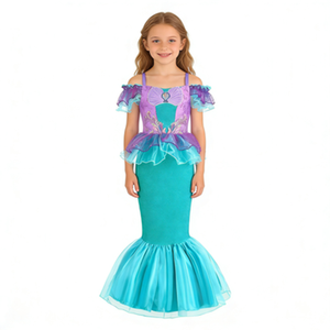 Costume de sirène pour petite fille, robe de princesse pour Halloween, carnaval, fête d'anniversaire, accessoires, couronne, bâton - Product Image 1