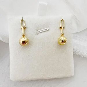 Xinfly 18K Gold Horseshoe Chain <b>Ball</b> Earrings Au750 Hard K Female Niche Design Advanced Personality and Fashionable Styling - Product Image 5