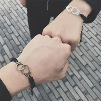 Braccialetti di amicizia intrecciati a mano regolabili in corda nera intrecciata a mano braccialetti di coppia di libertà per amici amanti
