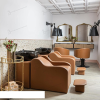 Ensemble de fauteuil de barbier de luxe avec bac à shampoing électrique réglable pour salon de coiffure