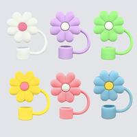 Lot de 6 capuchons et embouts de pailles en silicone réutilisables et écologiques pour gobelets – Accessoires de bar en gros
