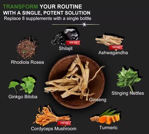 Cápsulas de Shilajit com Cúrcuma, Urtiga, Ginkgo Biloba, Ashwagandha, Ginseng, Cogumelo Cordyceps, Rhodiola Rosea - Product Image 3