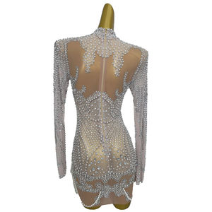 Elegante diamante perlas boda invitado cena vestido borla banquete fiesta ceñido al cuerpo vestido mujeres corto cóctel graduación vestidos de noche - Product Image 4