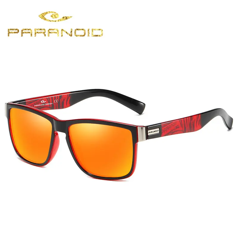 PARANOID P1518 클래식 TAC 미러 편광 선글라스 남성 브랜드 디자이너 CE UV400 운전 스포츠 남성 태양 안경 케이스