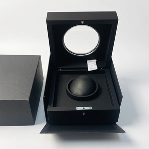 Square <b>Black</b> <b>Watch</b> Box with Faux Leather Interior Snap Closure Dustproof Case for Luxury <b>Watches</b> - Product Image 2