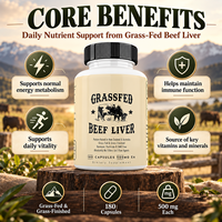 Capsules de foie de bœuf nourri à l'herbe de haute qualité 500mg Vitamines Folate B12 Choline Fer Hémique Cuivre Chrome 180 Complément Alimentaire
