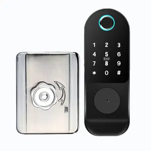 Tuya Wi-Fi Inteligente Biométrico Inteligente Rim Lock Impressão Digital Elétrica Porta Porta Rim Trava Bloqueio