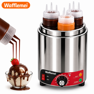 Dispensador de Salsas Comercial de Acero Inoxidable, Calentador de Condimentos con 3 Botellas, Calentador de Salsas para Queso, Chocolate y Sirope - Product Image 1