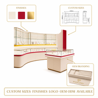 Maßgefertigte Schmuck-Wandvitrine Insel-Display-Theke Set mit LED-Beleuchtung Glas-Schmuckausstellungsmöbel Großhandel für Geschäfte