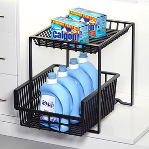Carrito de Cocina Moderno de Acero Inoxidable con Estante Extraíble para Especias, Almacenamiento Bajo Fregadero, 2 Cajones Ajustables y Estantes para Cocina y Baño - Product Image 5