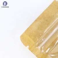 Sacs d'emballage alimentaire en papier kraft brun avec fermeture éclair, personnalisables avec logo, transparents à l'avant, pour aliments, noix et bonbons, vente en gros