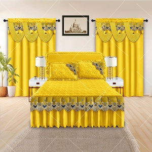 Juegos de Ropa de Cama con Cortinas a Juego Colcha Suave Juego de 5 Piezas con Faldón de Cama Personalizado al Por Mayor Juegos de Cama de Lujo para Dormitorio Tamaño <span class=keywords><strong>Queen</strong></span> - Product Image 5