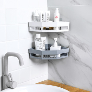 Bathroom Storage Rack Suction Mounted 2 Tier <b>Corner</b> <b>Shelf</b> For Shower With Drainage White Gray Beige - Product Image 4