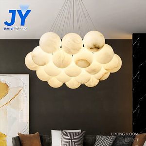 Lampes suspendues personnalisées professionnelles <span class=keywords><strong>blanc</strong></span> chaud, salon de villa, lustres en <span class=keywords><strong>cuivre</strong></span> LED personnalisés en albâtre - Product Image 2