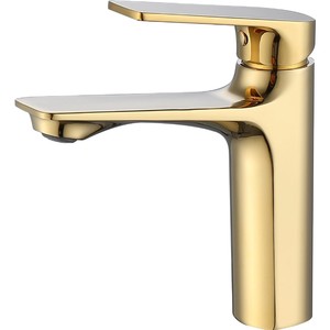 Grifo de Lavabo Minimalista de Cobre con una Sola Manija, Acabado Dorado Cepillado, Montaje en Cubierta, Agua Fría y Caliente, para Baño - Product Image 5