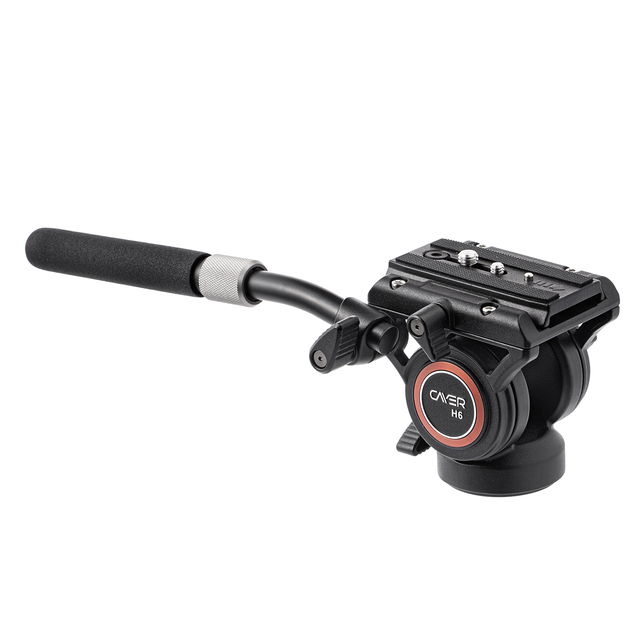 Cayer H6 Tripod Fluid Head Pan Tilt Video Head with Quick Release Plate, 8 KG Load Tripod Head for Compact Video Camera and DSLR