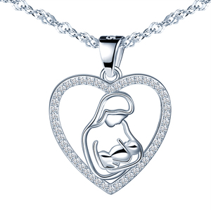 Heart Pendant <strong>Necklaces</strong> 925 Sterling Silver <strong>Mother</strong> and <strong>Daughter</strong> <strong>Necklace</strong> - Product Image 1