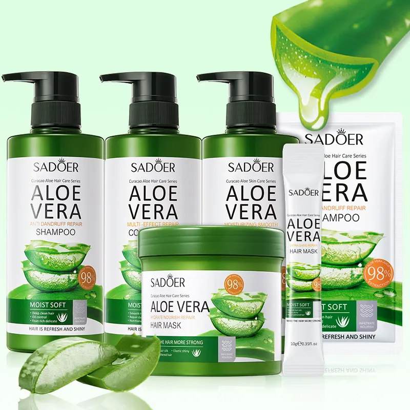 Fabrik preis Aloe Vera Haarpflege produkte Set White ning Dusch gel Pflegende Haarmaske Shampoo und Haars pülung