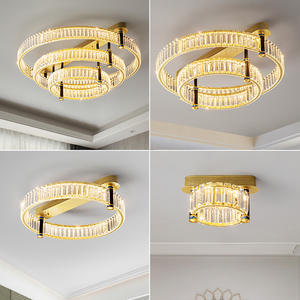 Gran oferta anillos lámpara colgante sala de estar dormitorio pasillo lujo moderno metal redondo K9 cristal lámpara de techo - Product Image 6