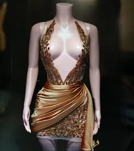 オクストレードデザインカスタムドレスメーカープライベートラベルカスタムドレス女性ダイヤモンドラインストーンスパンコールカスタムイブニングドレス