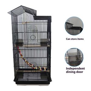 Luxe Grote Vierkante Grijze Metalen Vogelkooi Draagbare Knoopsluiting Solide Patroon Vogelhuisje Voor Papegaai Buitenshuis Thuisgebruik Doos - Product Image 1