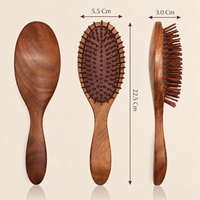Brosse à cheveux ovale en bois brun de haute qualité OEM, brosse démêlante et massante en bois naturel pour les soins capillaires quotidiens