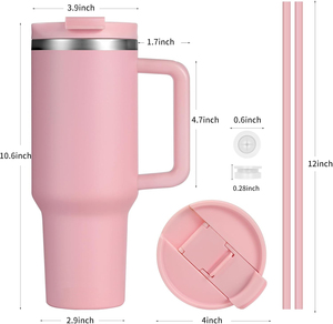 Gobelet isotherme personnalisé à double paroi en acier inoxydable de 40 oz avec poignée, empilable, pour un style moderne et luxueux - Product Image 3