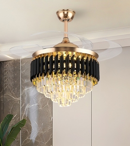 Lámpara de ventilador Invisible de cristal para sala de estar, comedor, luz de lujo para el hogar, lámpara de ventilador de techo nueva atmosférica y de gama alta - Product Image 4