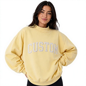 Nouveau sweat-shirt à col montant surdimensionné avec appliqué de haute qualité pour femmes, en tissu tricoté 100% coton - Product Image 1