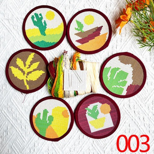 Kit de broderie au point de croix DIY XIXI pour étudiants - Thème animal, dessous de verre rond, avec matériel de broderie en polyester pour débutants, fait main - Product Image 4