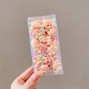 Mignon pas de dommages cheveux pas de pli élastique bandeau de cheveux fleur fruits petits cheveux cravates ensemble avec boîte élastique pour queue de cheval pour les petites filles - Product Image 4